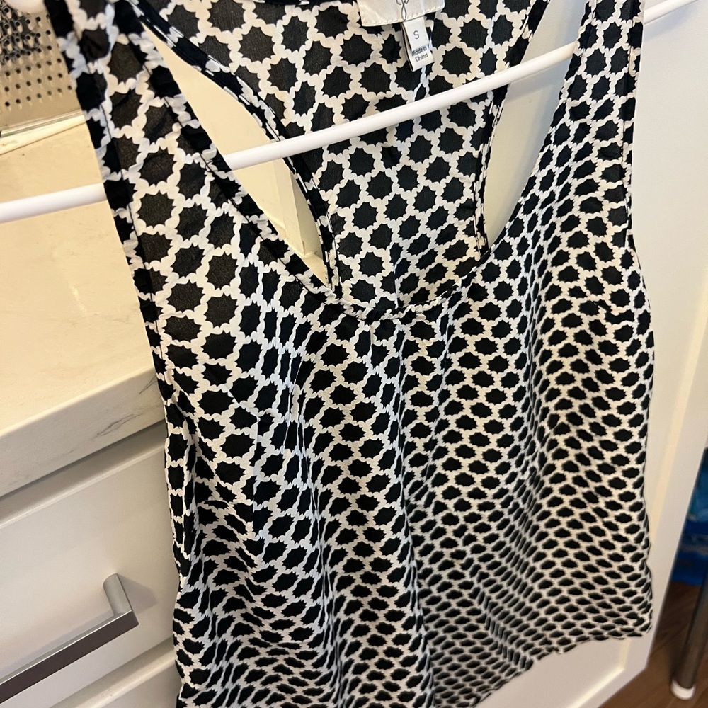 Joie Black and White Graphic Backless Tank Top